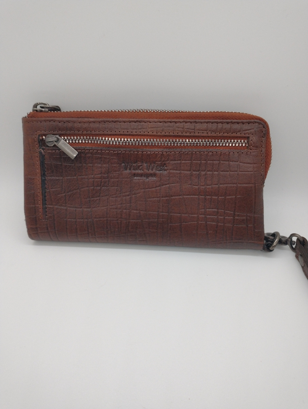 Wild West Los Angeles Brown Women's Wristlet Wallet, Genuine Leather With Zipper